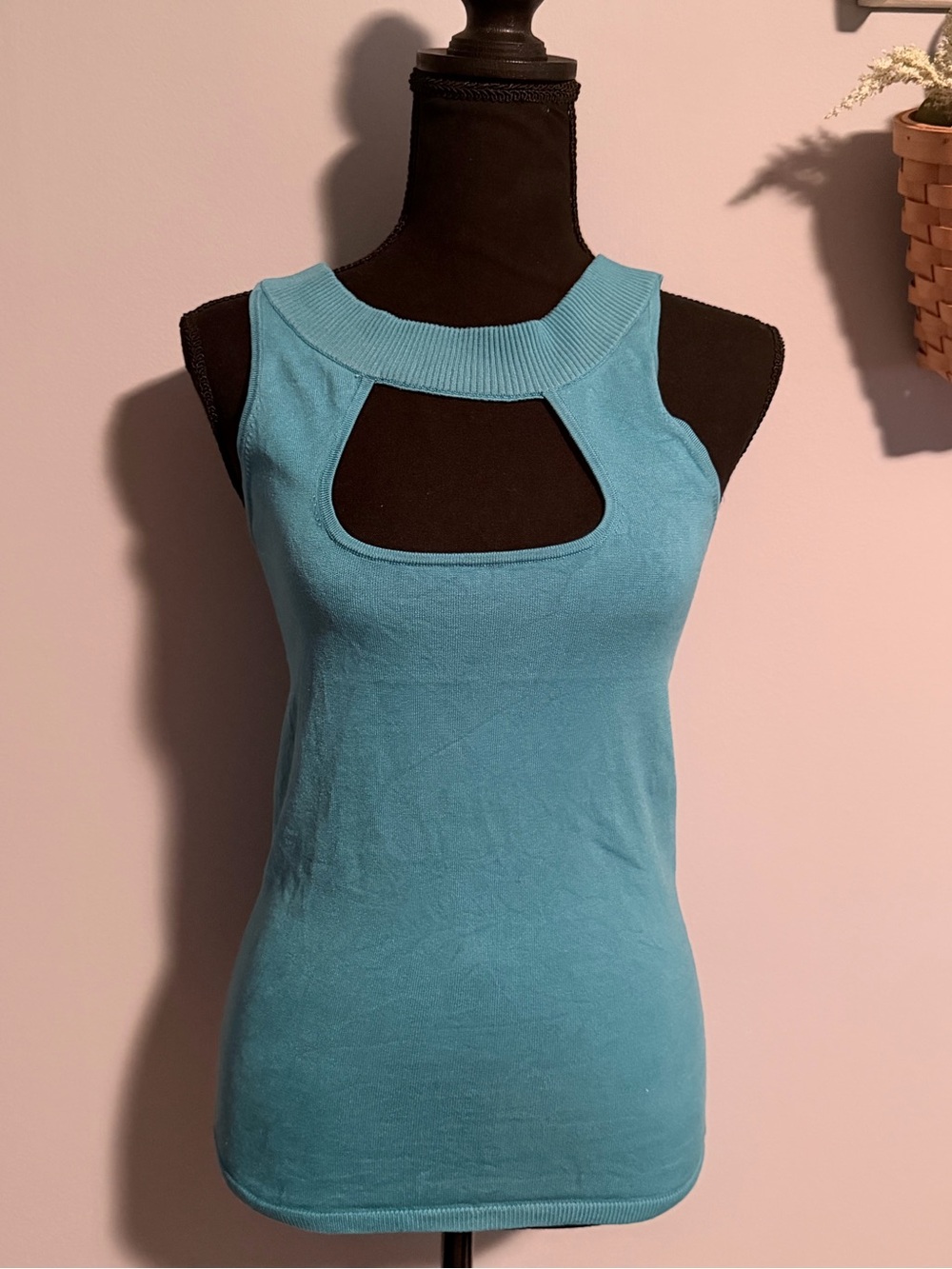 Cache Turquoise Cutout Knit Tank Top